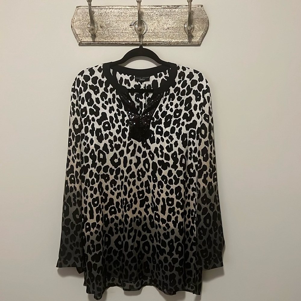 Susan Graver Leopard Print Tunic, One Size